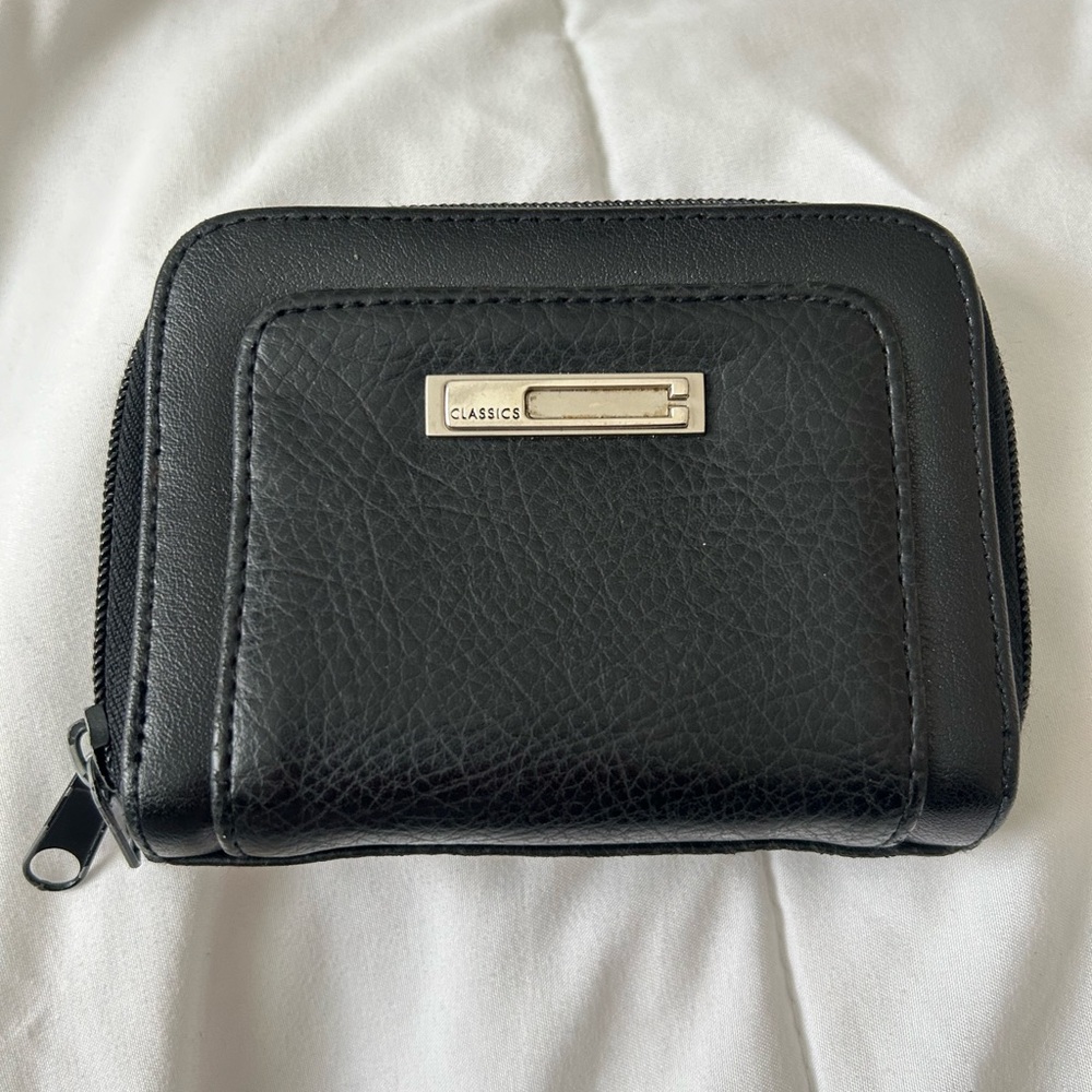Unisex designer black leather wallet